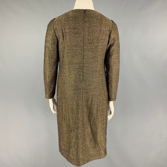 DRIES VAN NOTEN Size 10 Gold Wool Viscose Sheath Dress - Picture 3 of 5